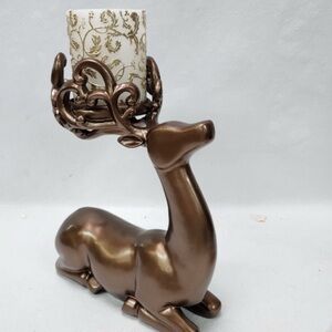 Kringle Express Bronze Reindeer Candle Holder